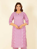 Aramya Pink Soft Cotton Floral Panelled Kurta for Women | Grocsy