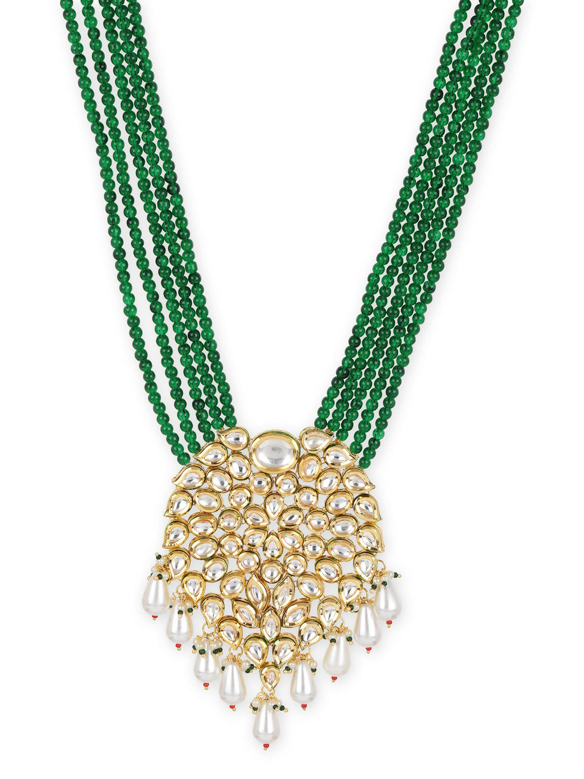 Gold-Toned Green Brass Gold-Polished Necklace - Ruby Raang | Grocsy