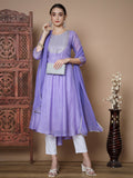 Myshka Women's Purple Anarkali Kurta & With Dupatta | Grocsy
