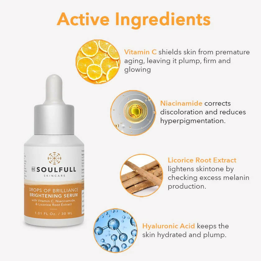 Be Soulfull Drops Of Brilliance Vitamin C Brightening Serum | Grocsy