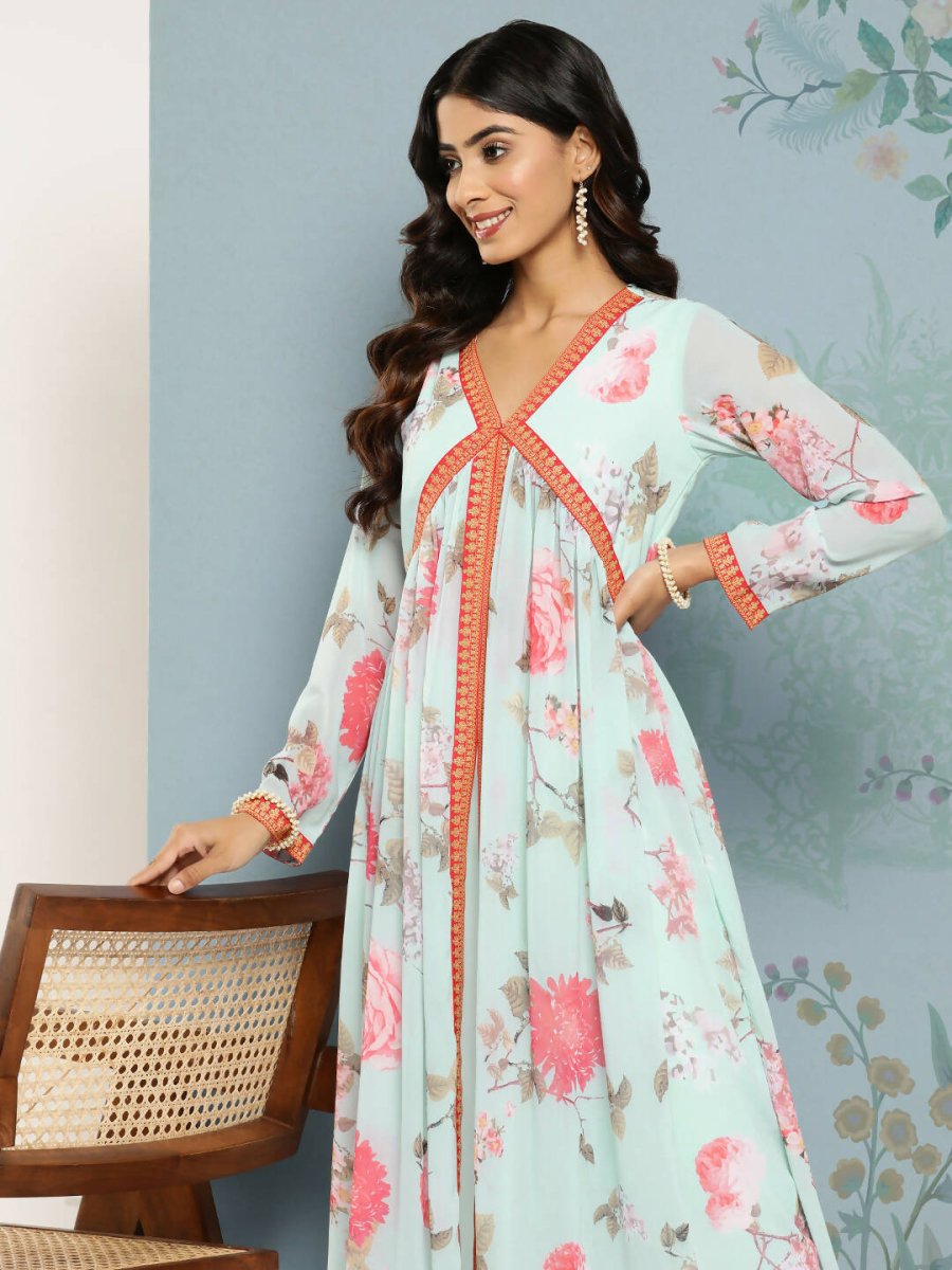 Ahalyaa Women's Traditional wear Kurta Set - Blue | Grocsy