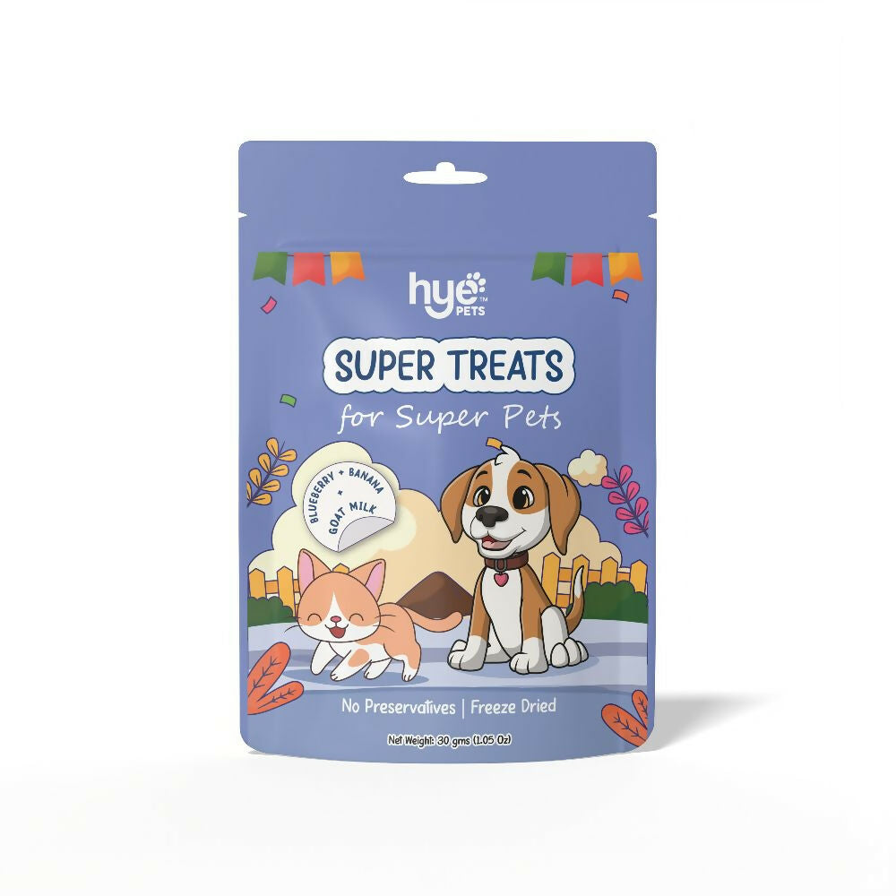 Hye Pets Super Treats For Super Pets – Freeze Dried Treats Made With Goat Milk, Blueberry & Banana | Grocsy