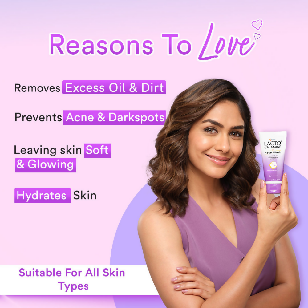 Lacto Calamine Face Wash with Kaolin Clay, Niacinamide & Vitamin E for All Skin Types | Grocsy
