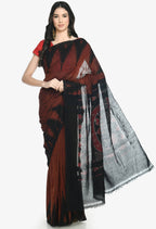 Vamika Sambalpuri Ikat Cotton Kargil Brown & Black Saree | Grocsy
