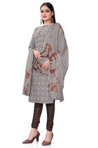 Grey Slab cotton Printed Unstitched Dress Material - Tanvi | Grocsy
