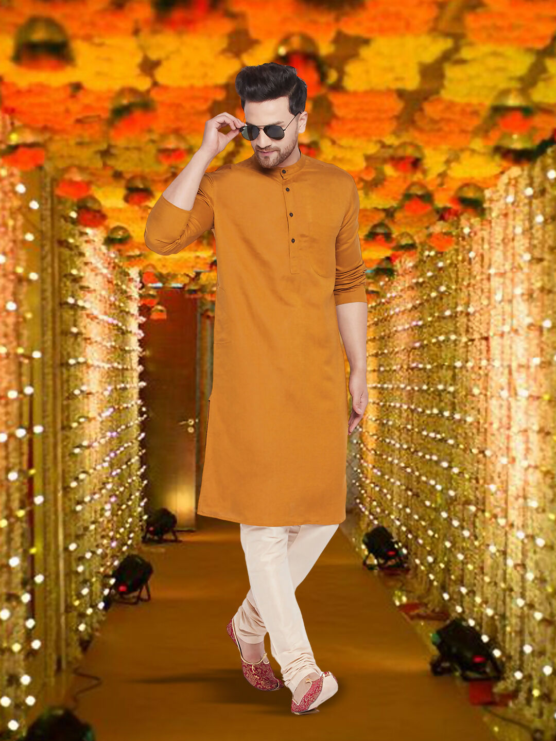 Even Apparels Men's Copper Coloured Linen Kurta | Grocsy