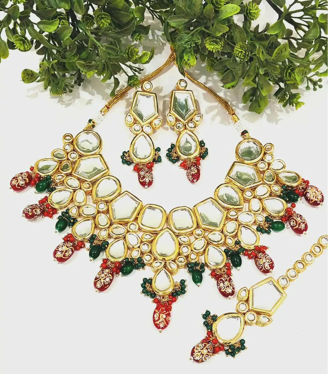 Joban Fashion Hand Made High Quality Gold Plated Base Metal Alloy Kundan Stone Studded Kundan Jewellery Set | Grocsy