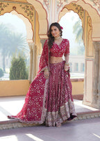 Lorenvalley Ranipink Pure Viscose Jacquard With Embroidered Sequins work Lehenga Choli | Grocsy