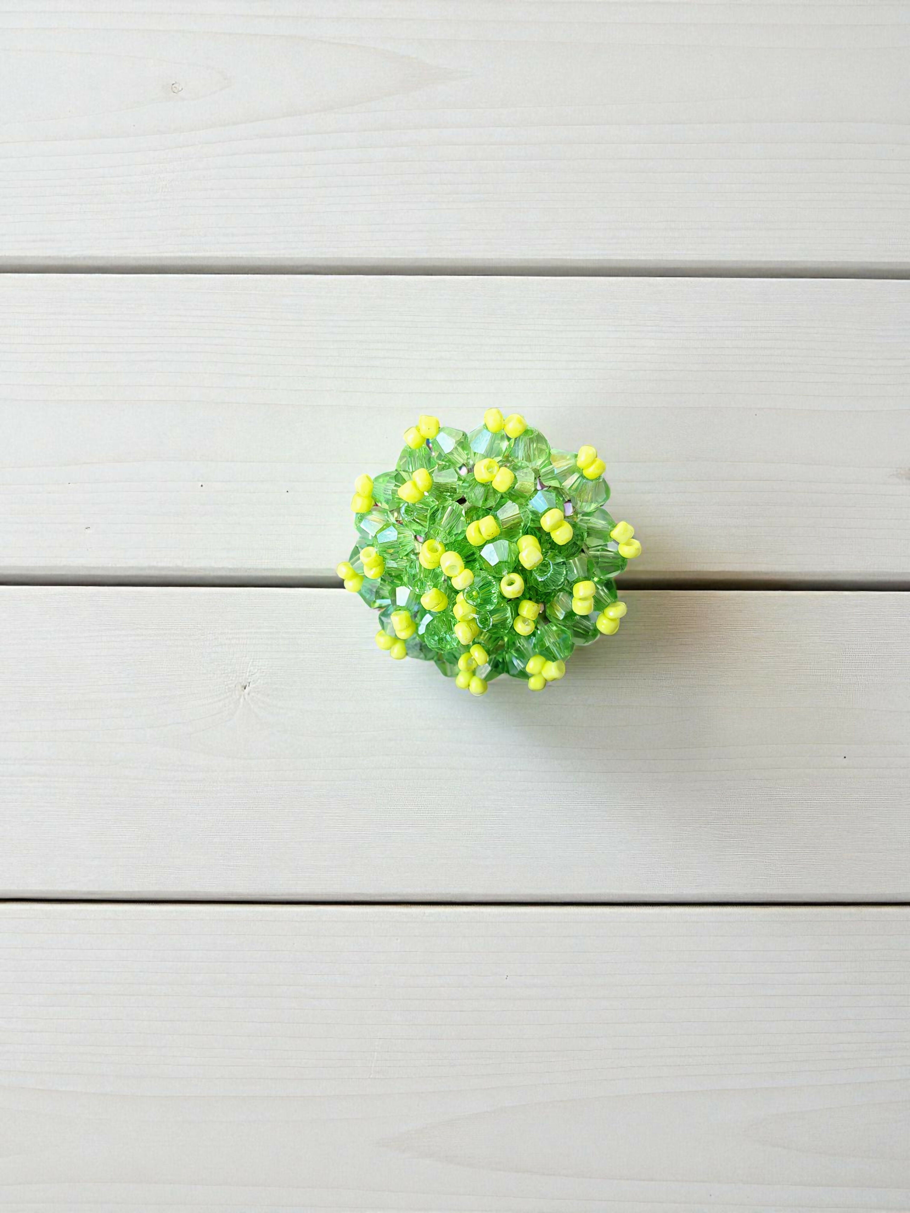 Inhanns Rang-E-Roshan Adjustable Ring – Handmade Crystal Statement Ring - Neon Green | Grocsy