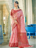 Shree Shyam Fashion Linen Cotton Light Pink Saree | Grocsy