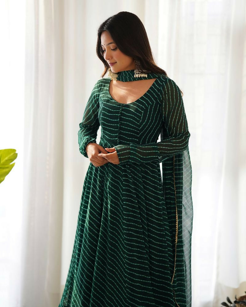 Joban Fashion Green Kurta Set Georgette Sequence Embroidery Work | Grocsy