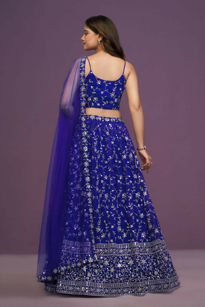 Royalblue Georgette Zari,Sequence Embroidery Work Lehenga Choli - Jihu Culture | Grocsy
