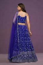 Royalblue Georgette Zari,Sequence Embroidery Work Lehenga Choli - Jihu Culture | Grocsy