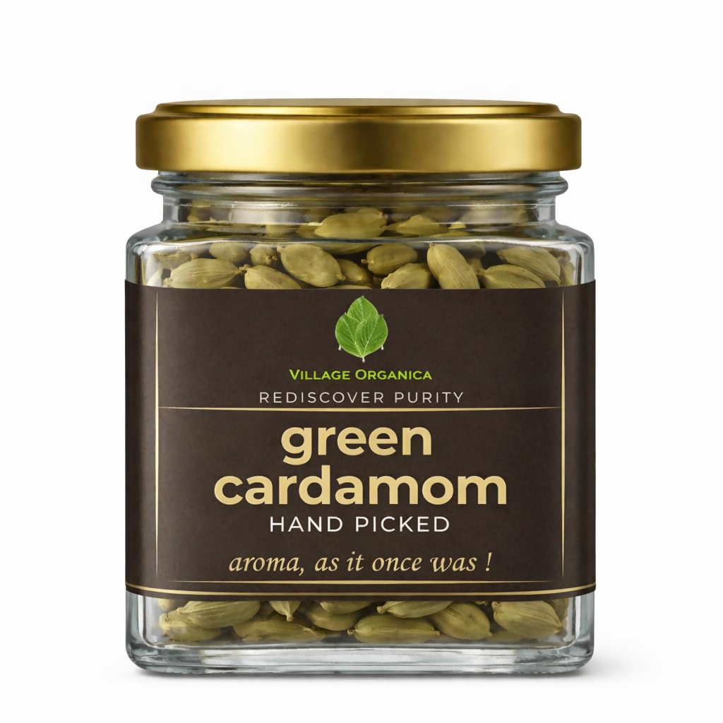 Village-Organica Green Cardamom (Elaichi) Whole – Handpicked | Grocsy