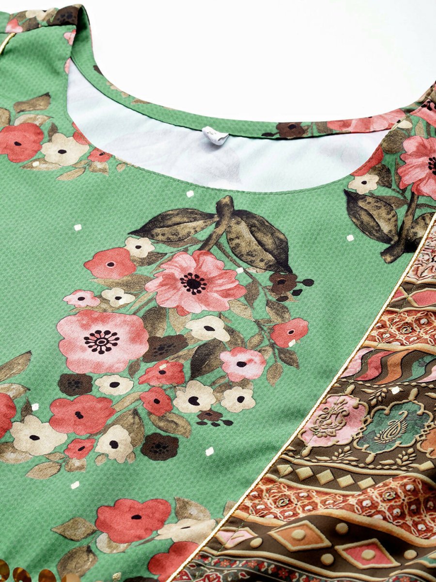 Ahalyaa Women's Traditional Wear Co-ods - Green | Grocsy
