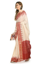 Vamika Sambalpuri Ikat Cotton Jharana Tasrite & Maroon Saree | Grocsy