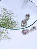 Purple and Silver Tone Stone Earrings - Ruby Raang | Grocsy