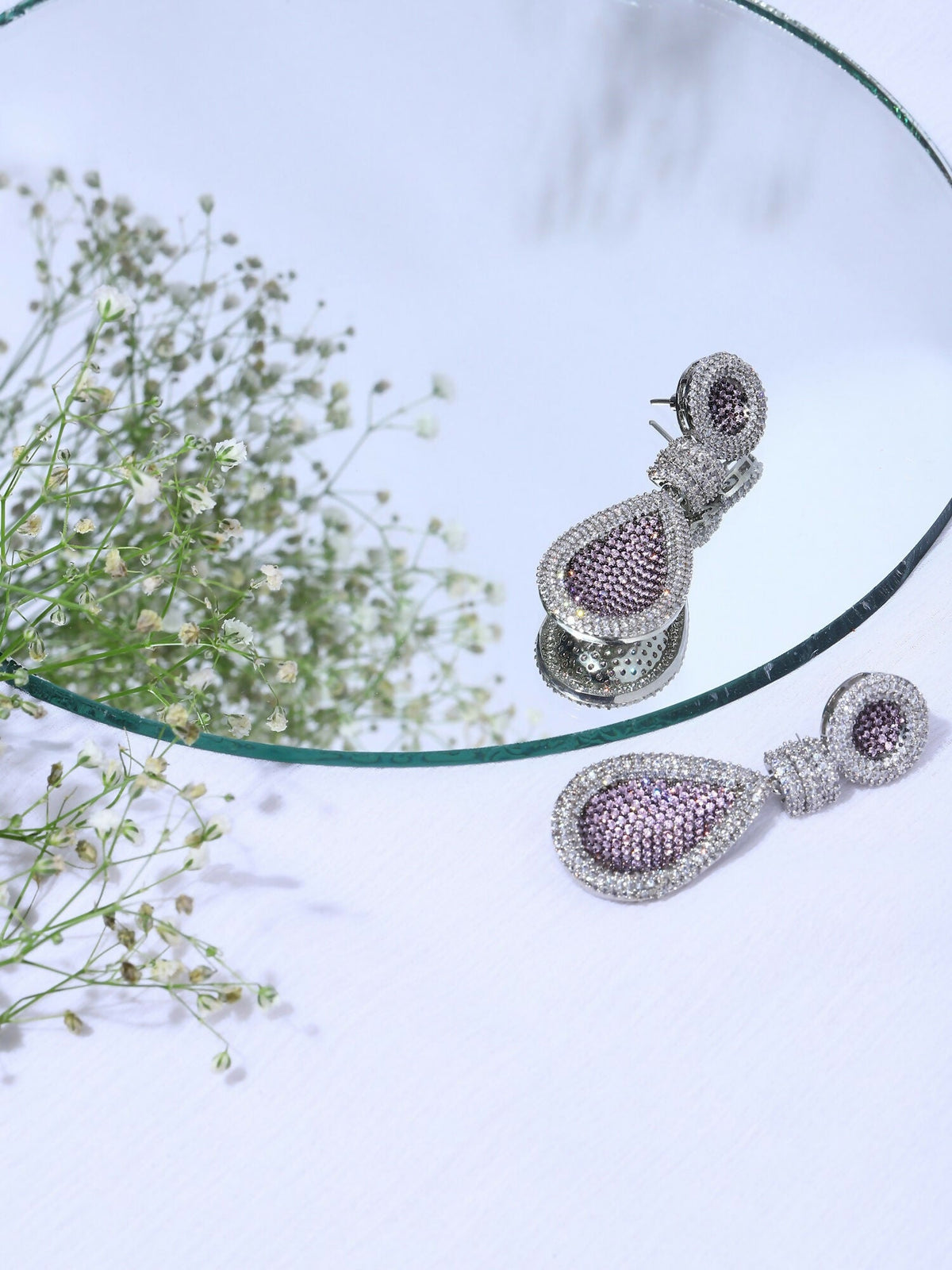 Purple and Silver Tone Stone Earrings - Ruby Raang | Grocsy