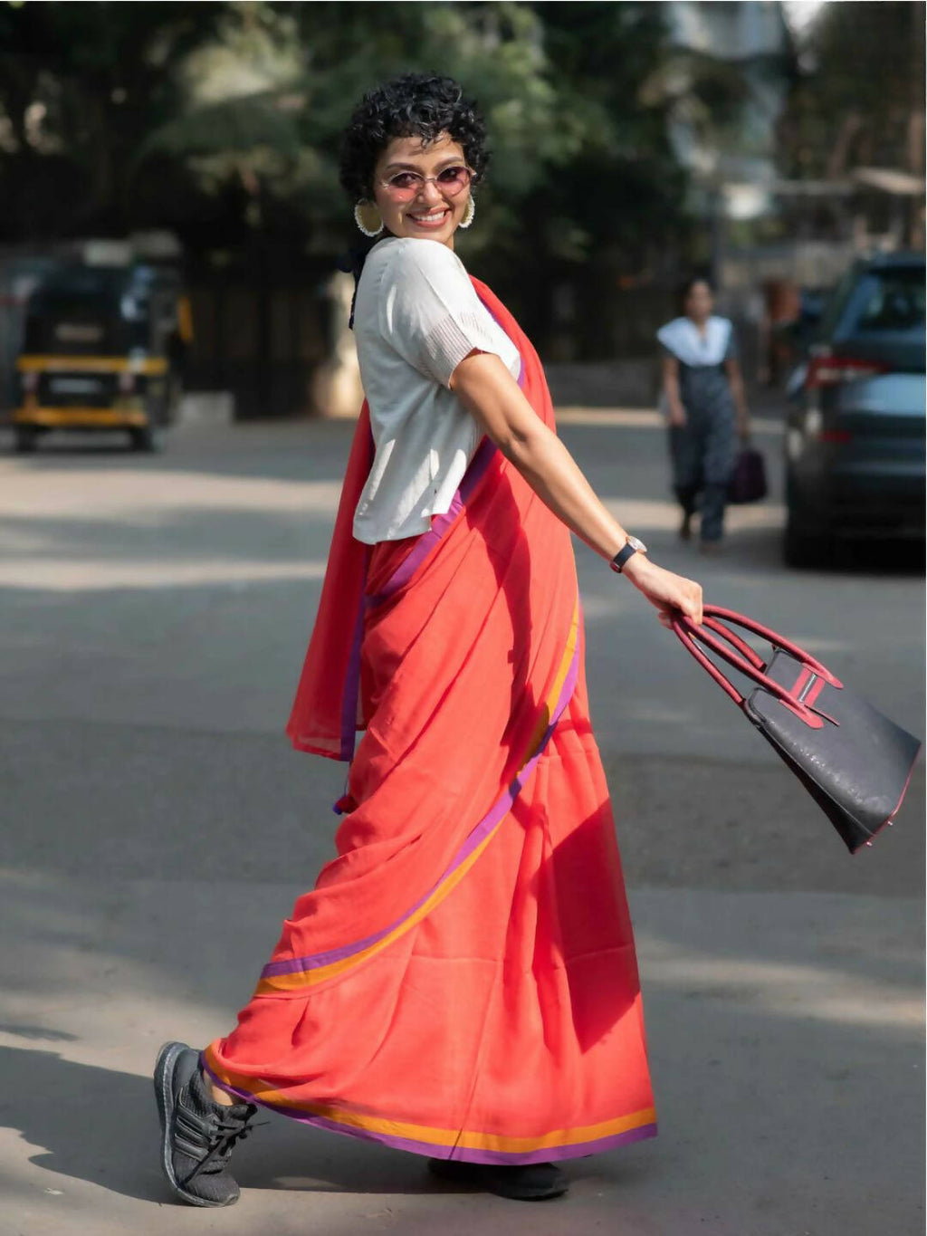 Suta Red Solid Mul Cotton Saree | Grocsy