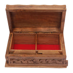 Nizalia Carved Chinar Leaf Handmade Walnut Wood Jewellery Box | Grocsy