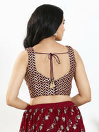 Joban Fashion Wine Silk Padded Blouse With Sweetheart Neck Sleeveless | Grocsy