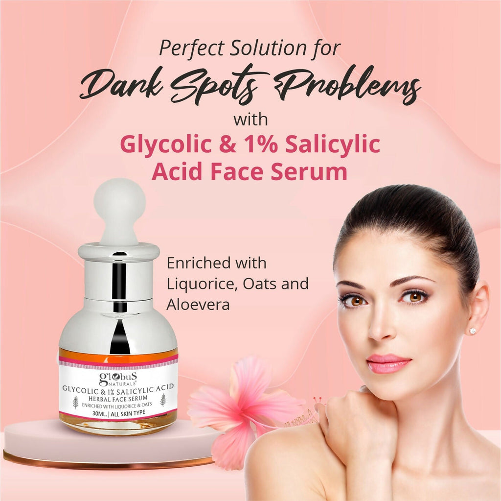 Globus Naturals Glycolic & 1% Salicylic Acid Anti Acne Face Serum | Grocsy
