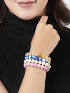 NVR Men & Women Set of 4 Artificial Beads-Beaded Evil Eye Elasticated Bracelet | Grocsy