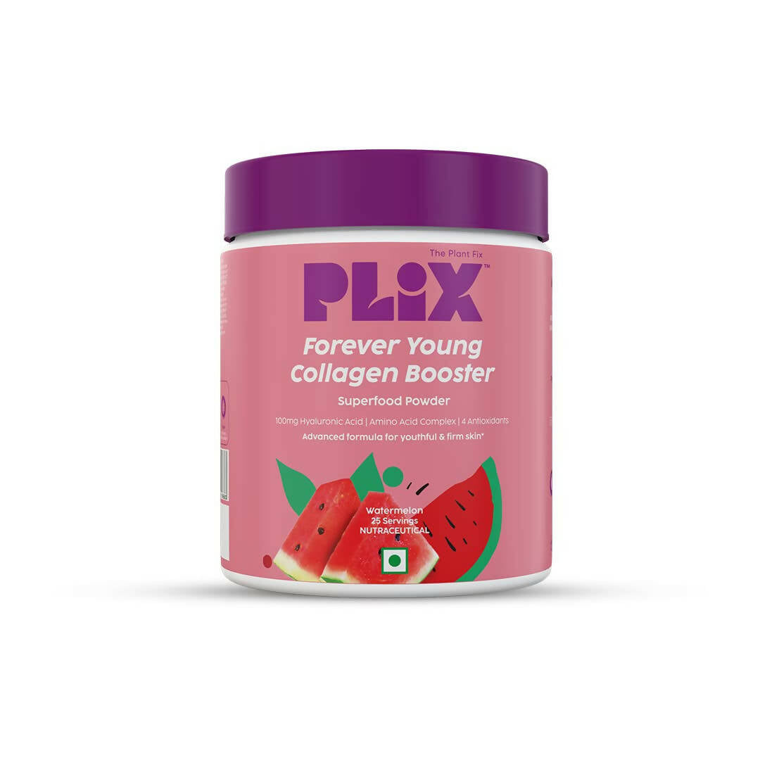 PLIX The Plant Fix Wholefood Forever Young Collagen Builder Powder for Skin - Watermelon | Grocsy