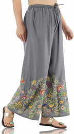Mominos Fashion Grey Floral Design Palazzo | Grocsy