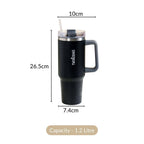 Nestasia Tumbler with Handle Straw & Lid - 1.2L (Black) | Grocsy
