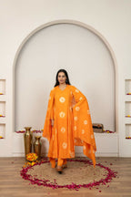 Joban Fashion Orange Tie & Dye Cotton Suit Set | Grocsy