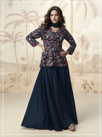 Anaita Blue Chinon Embroidered With Sequins Work Salwar Suit | Grocsy