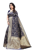 Vamika Banarasi Jacquard Weaving Navy Blue Saree (PARINITI NAVY) | Grocsy