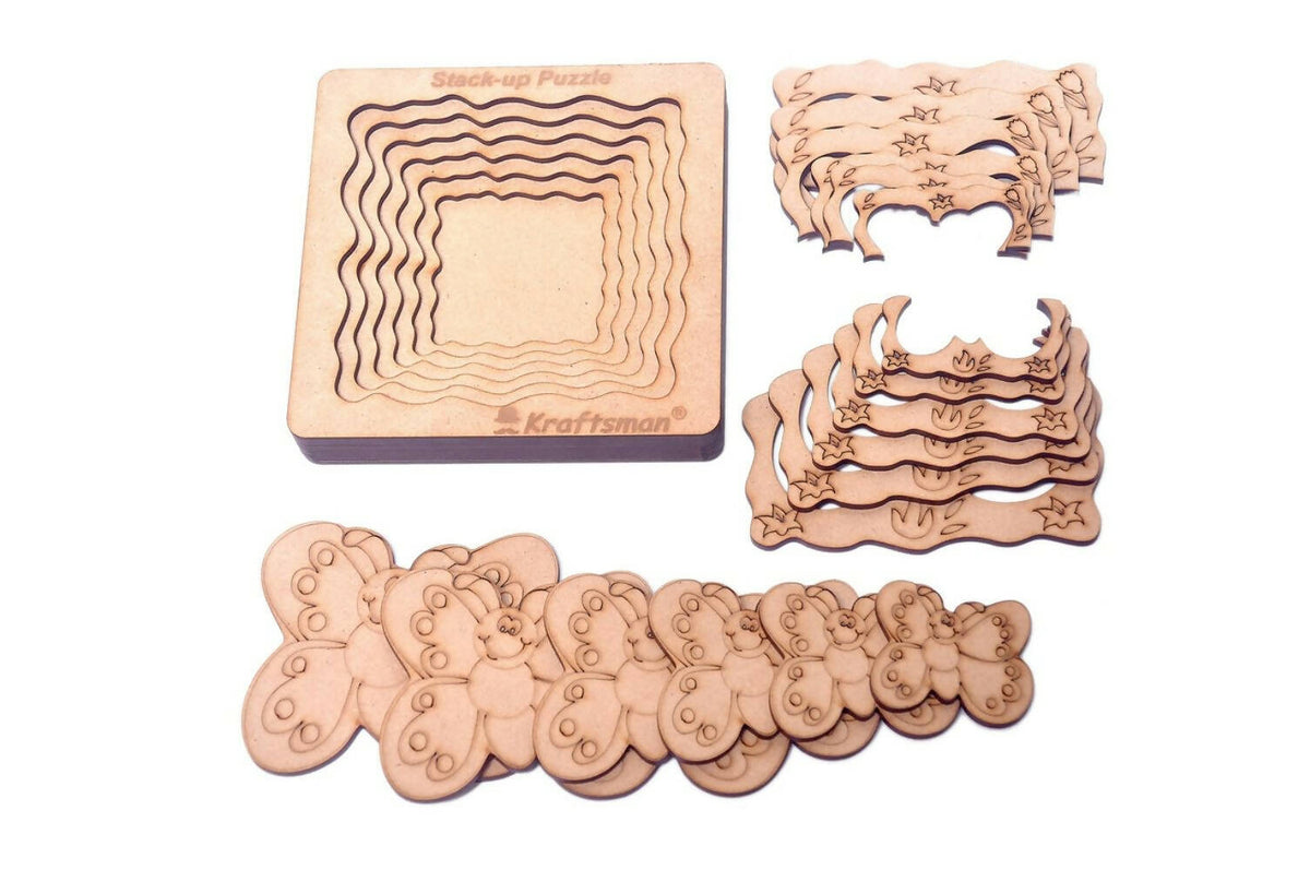 Kraftsman Stack up Puzzles/ Layered Puzzle Butterfly Shape for Kids | Color Kit Included | 18 Pieces Puzzle | Grocsy