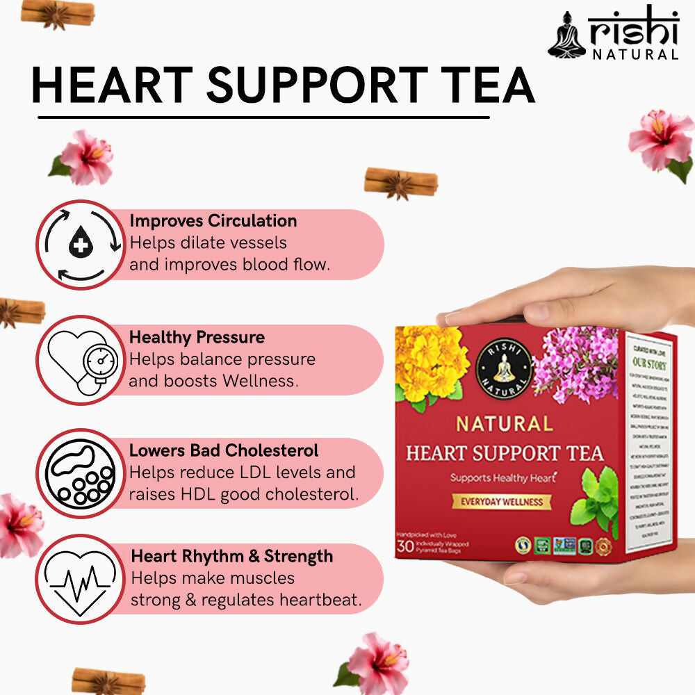 Rishi Natural Heart Support Herbal Tea | Grocsy