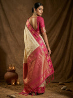Shree Shyam Fashion Cream Soft Silk Saree | Grocsy