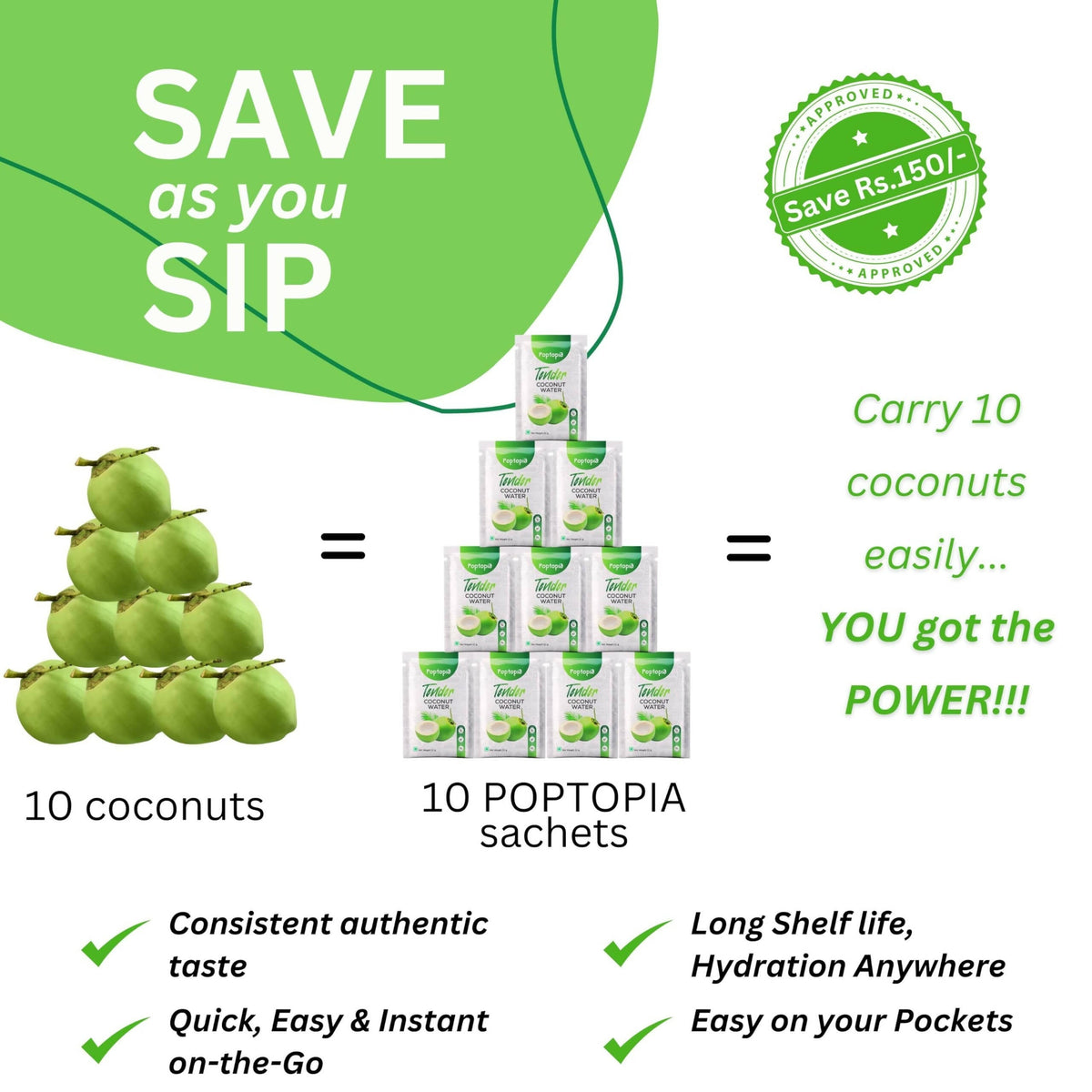 Poptopia Tender Coconut Water Powder | Grocsy