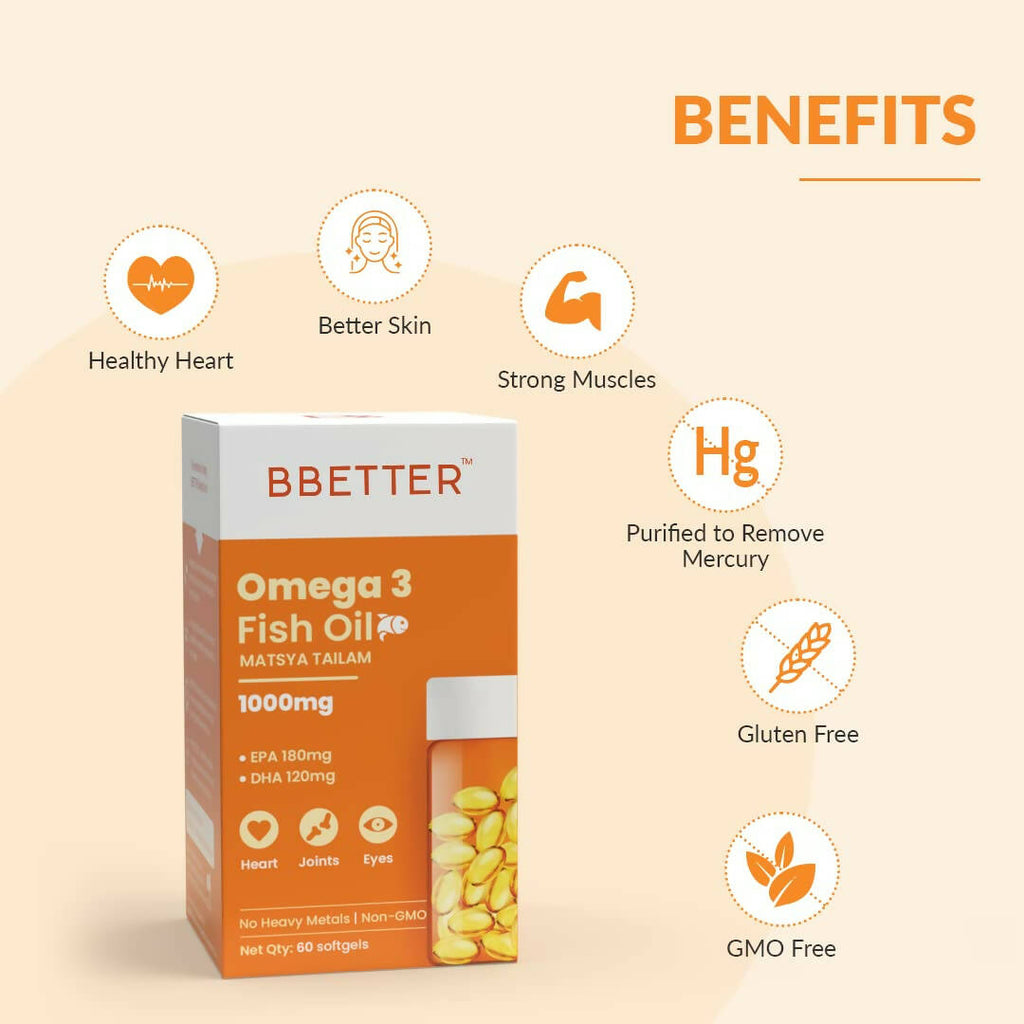 BBETTER Omega 3 Fish Oil Capsules for Women & Men | Grocsy