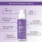 Bake De-tan Waterproof Sunscreen Spray SPF 70 PA+++ with 2% Kojic Acid | Grocsy