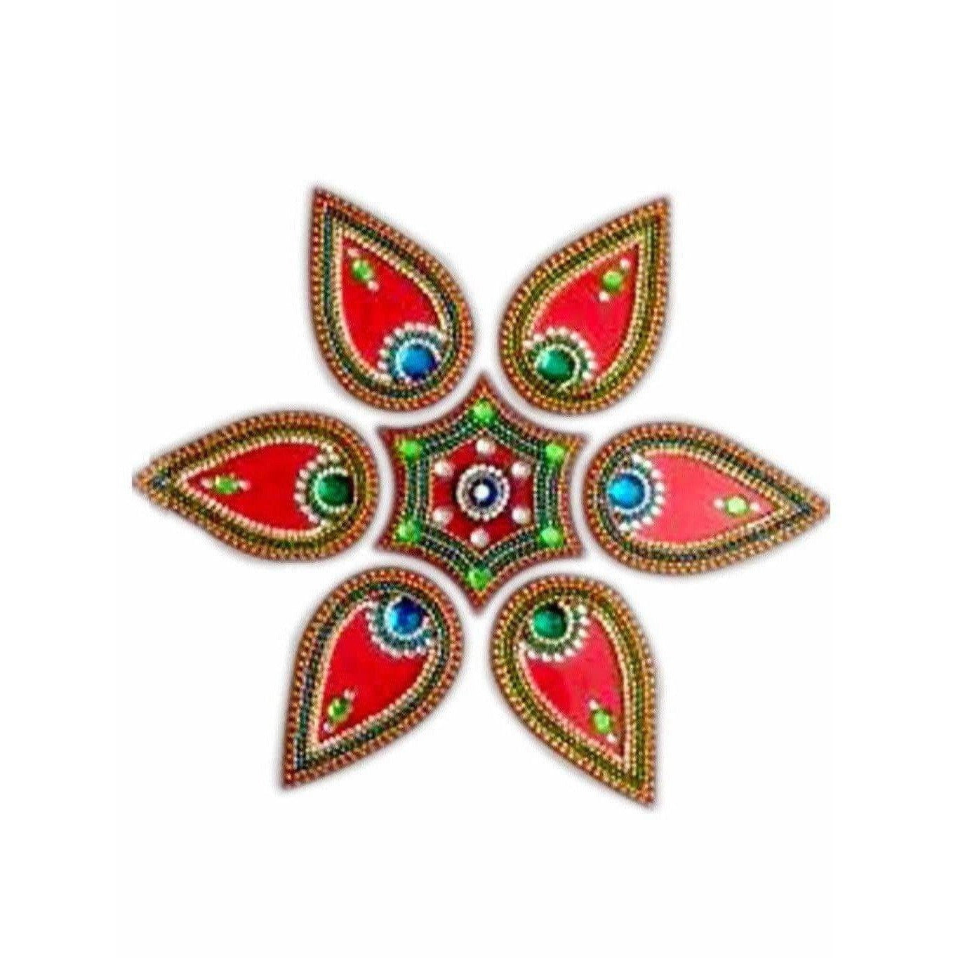 Flower Shaped 6 piece Rangoli Floor Design for pooja decoration and Wall Decoration | Grocsy
