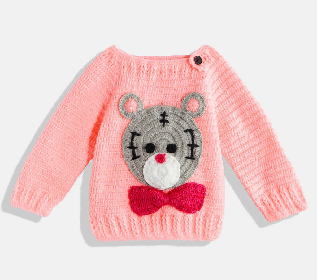 Chutput Kids Pink-Coloured Solid Pullover For Baby Boys with Applique Detail | Grocsy