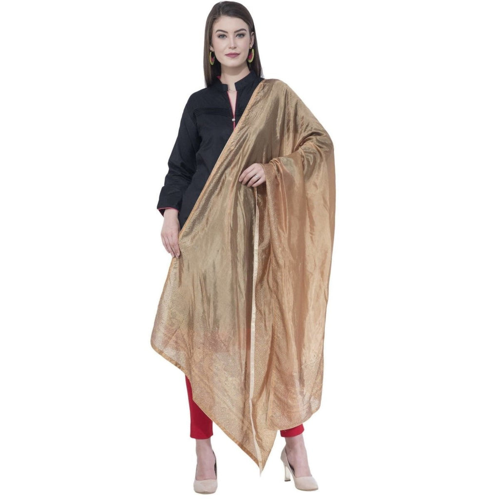 A R Silk Dark Golden Color Silk Siroski Dupattas and Chunnis | Grocsy