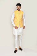 Joban Fashion White Colored Art Silk Fabric Kurta, Jacket With Straight Fit Pant | Grocsy