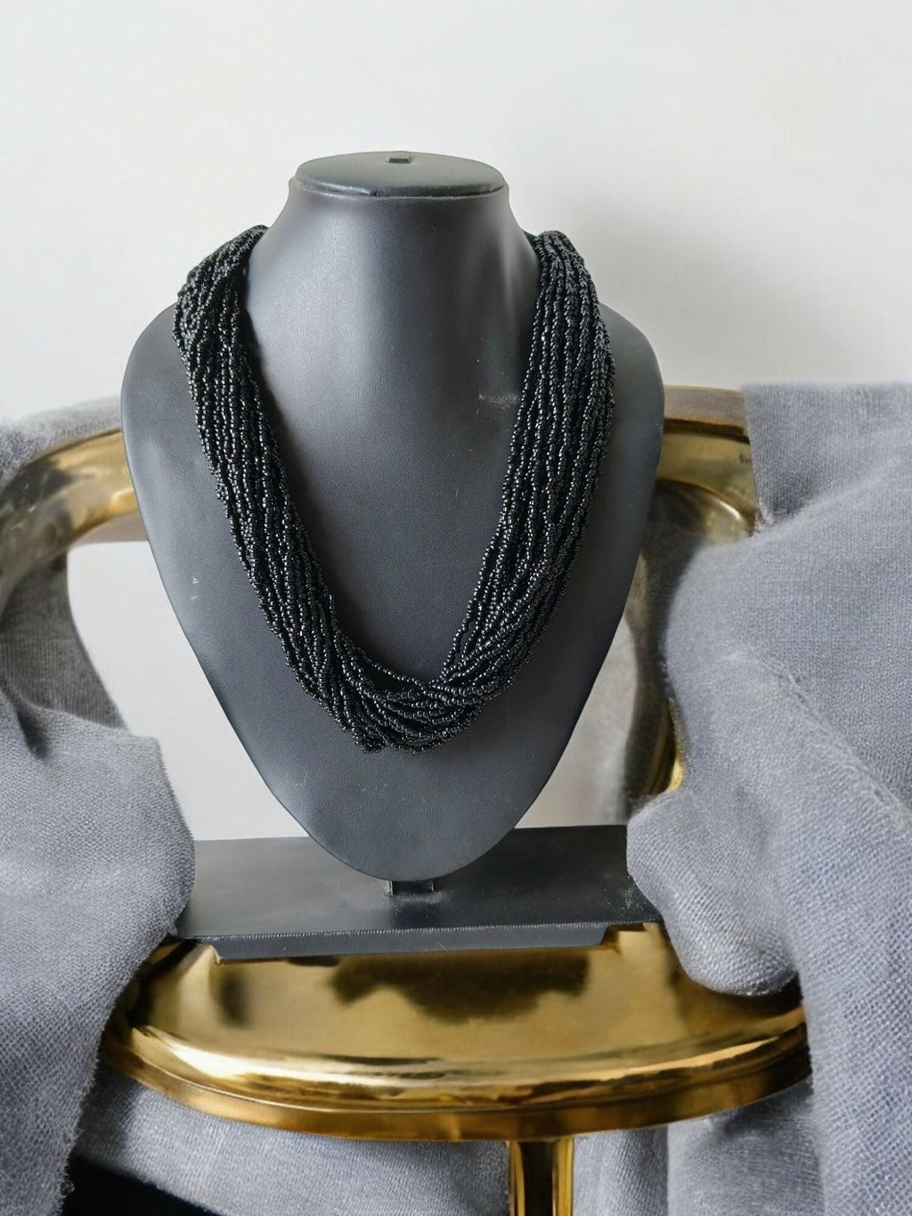 Inhanns Handmade Beaded Multilayer Necklace, 20 Layers - Black | Grocsy