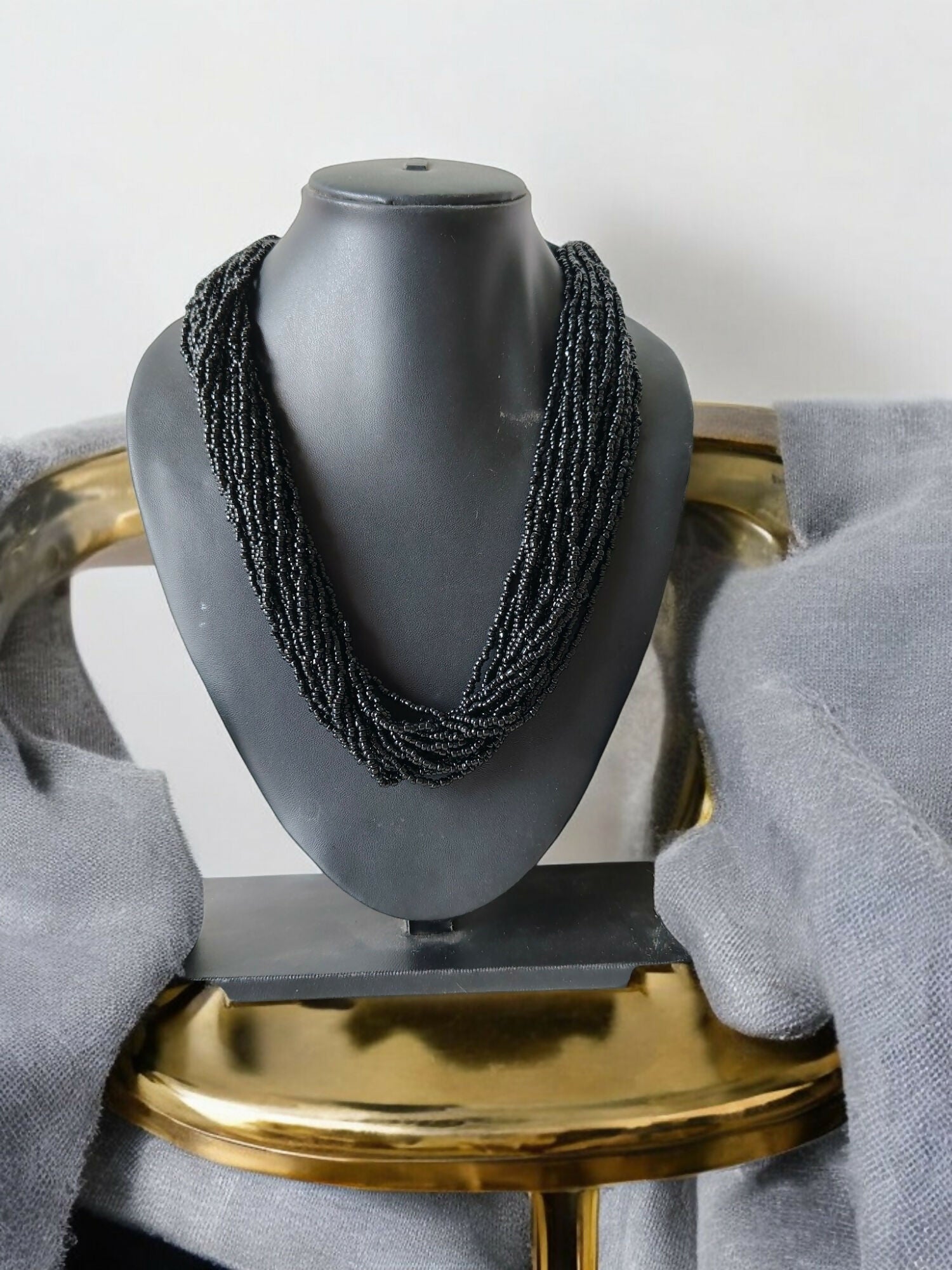 Inhanns Handmade Beaded Multilayer Necklace, 20 Layers - Black | Grocsy