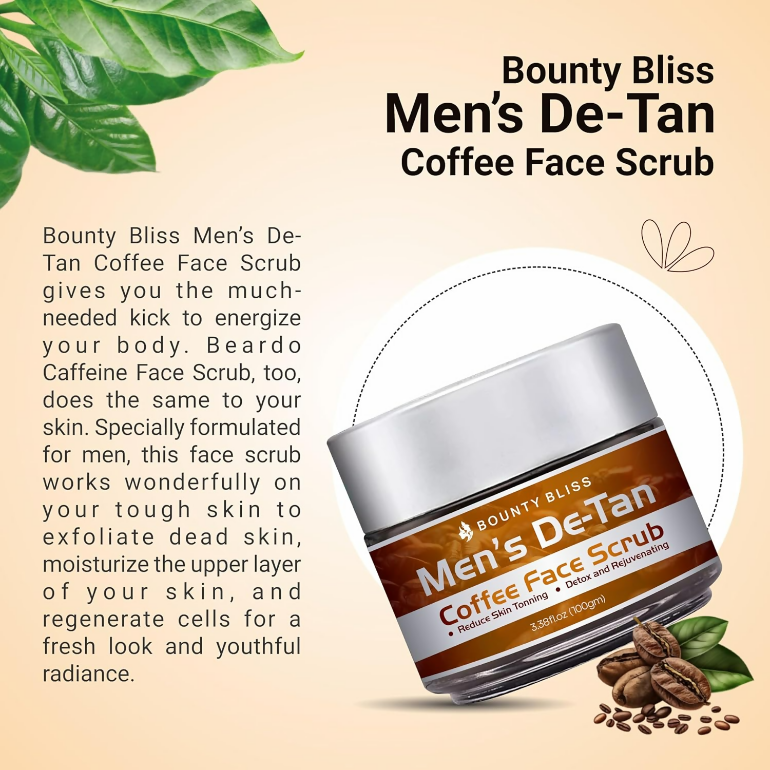 Bounty Bliss Men’s De-Tan Coffee Face Scrub | Grocsy