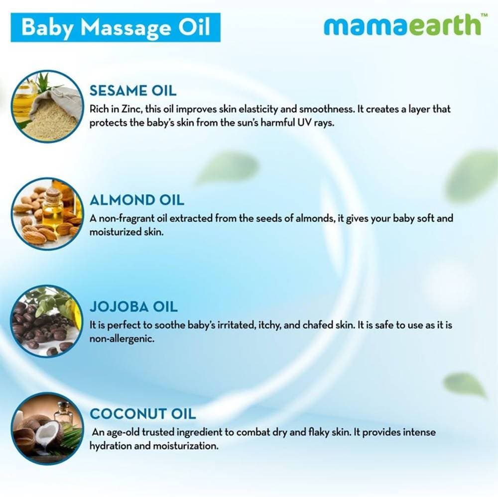 Mamaearth Soothing Massage Oil For Babies With Sesame, Almond & Jojoba Oil | Grocsy