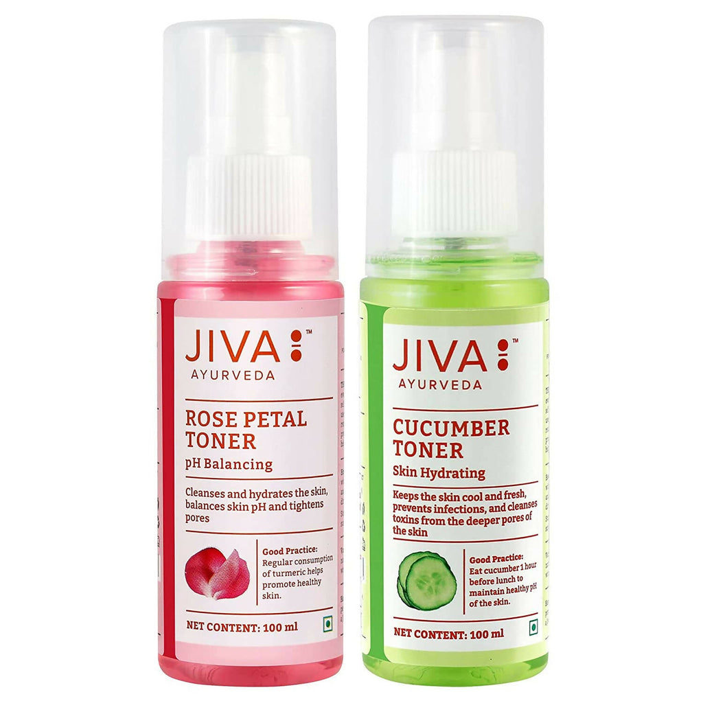 Jiva Ayurveda Rose Petal Water & Cucumber Water Skin Toner Combo | Grocsy