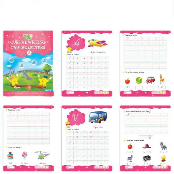 Rising Star Preschool Learning Senior KG Kit C| Cursive Writing Alphabet Letters| General Knowledge| Rhymes & Stories| Worksheets & Assessment Sheet | Grocsy