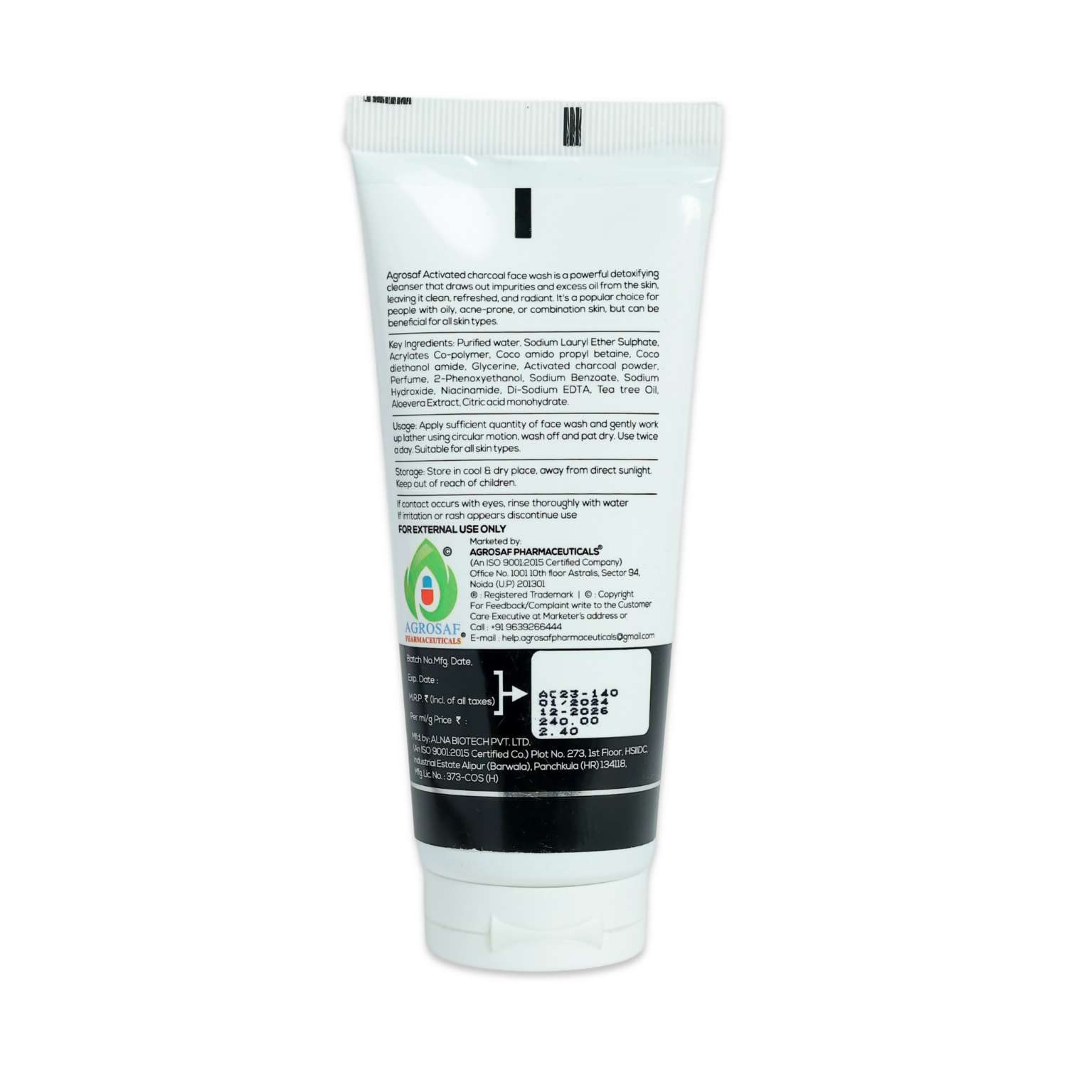 Agrosaf Activated Charcoal Face Wash | Grocsy
